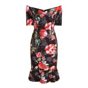 NWT PAPER Dolls 6 Off The Shoulder Floral Bardot Print Bodycon Cocktail Dress